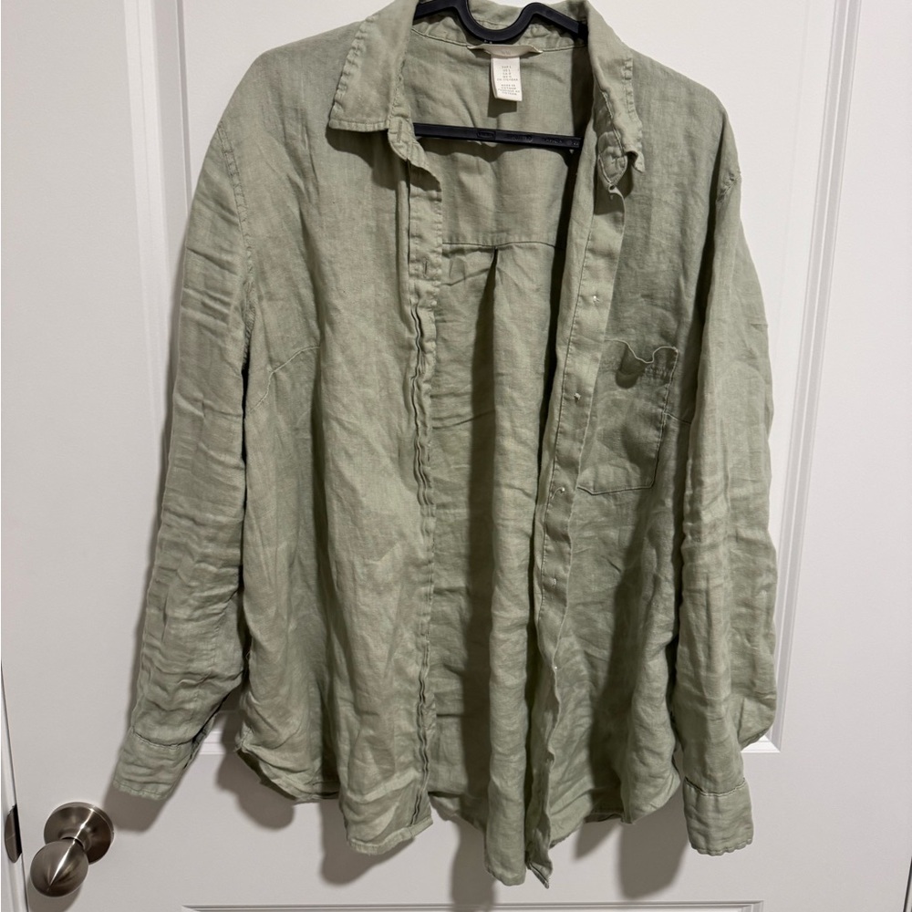 H&M Women’s Light Green Linen Shirt